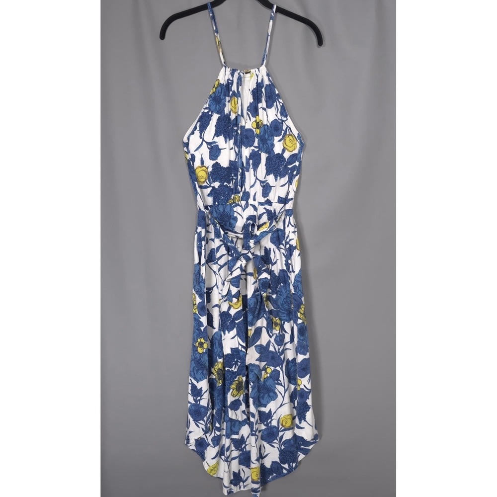 PATAGONIA Floral Halter Long Dress Organic Organic Cotton Tencel Tie Waist Small